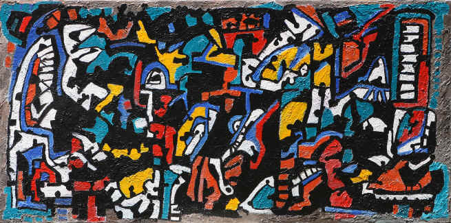 Harald Olson Abstract composition with primary colors and black 48x96.jpg (2037425 bytes)