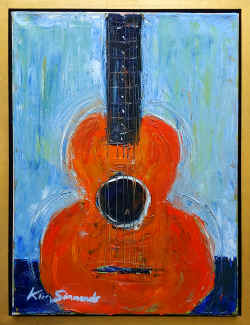 Kim Simmonds Orange Guitar 24x18  framed 26x20.jpg (2402536 bytes)